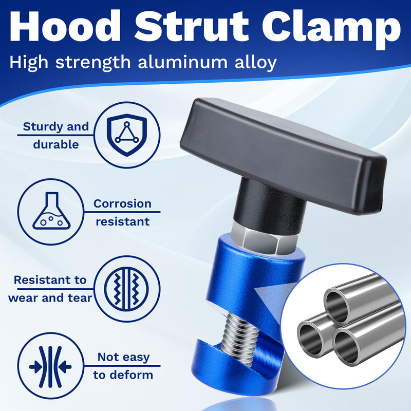 2 PCS Car Hood Prop Struts Clamp, Hood Strut Clamp, Car Lift Support Retaining Clip, 0.43 Inch Hood Lift Support Clip for Car, Automotive Tools for Tailgate Hatch Car Trunk (Blue) 2 Pcs Blue