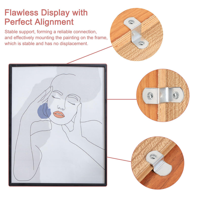 uxcell 100 Pcs 1/4" Offset Canvas Clips, Picture Framing Mirror Clips Z Shape Canvas Painting Mounting Clips with 2 Mounting Holes with Screws, Silver