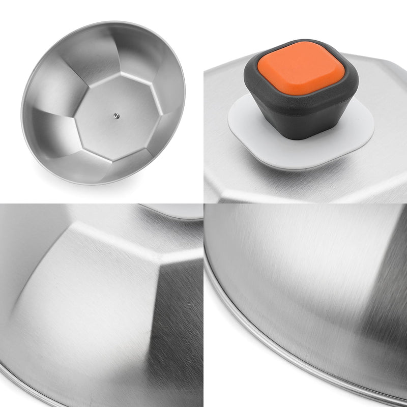 ZBXFCSH Stainless Steel 9" Griddle Melting Cheese Dome Wok Lids- Commercial Grade Basting and Steaming Cover- Best fit for Blackstone Flat Top Grills, 0.6mm Thickness-2 Domes