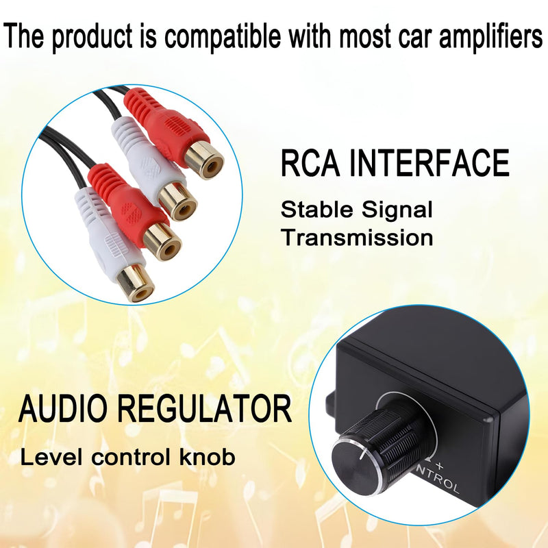 Universal RCA Car Amplifier Level Controller,RCA Audio Adjuster Level Audio Bass Control Knob,Suitable for Cars,Motorcycles,Speakers and Home Theaters