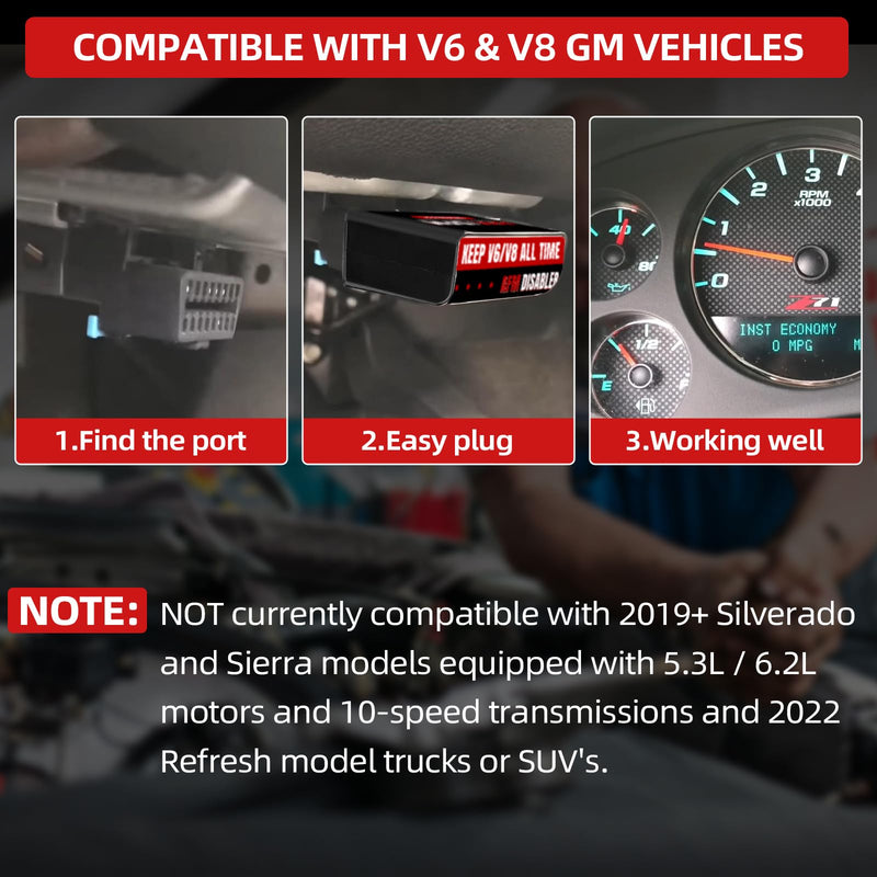 AFM/DFM Disabler Silverado 5.3 Active Fuel Management AFM Disable Device Compatible with V6 & V8 GM Motors