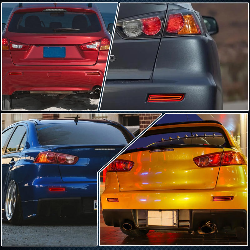 Rear Reflector Bumper Fog Light Assembly kit for Mitsubishi Lancer 2008-2017/Evolution X 2008-2017/Outlander 2011-2012,Turn Signal Light&Brake Light&DRL (SMOKED STYLE) SMOKED STYLE