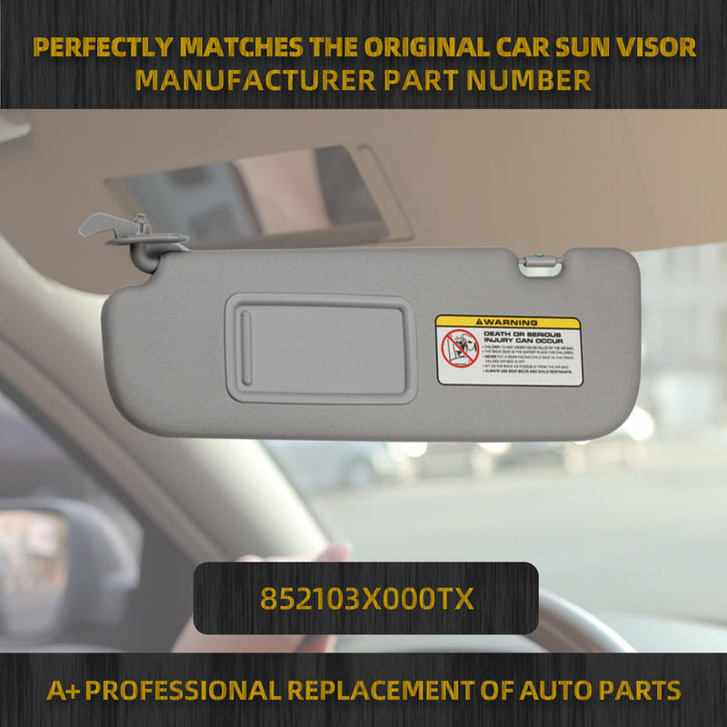 Dasbecan Gray Left Driver Side Sun Visor Compatible with Hyundai Elantra 2011 2012 2013 2014 2015 Replaces# 852103X000TX Left Gray