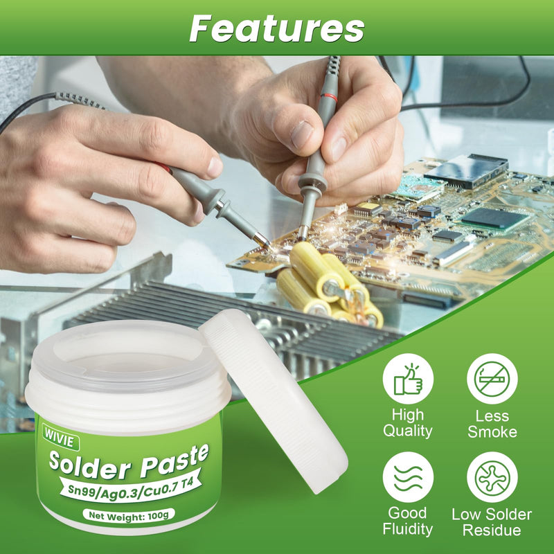 Sn99/Ag0.3/Cu0.7 Lead-Free Solder Paste, 217°C Melting Point, T4 Particle (200g) 200g