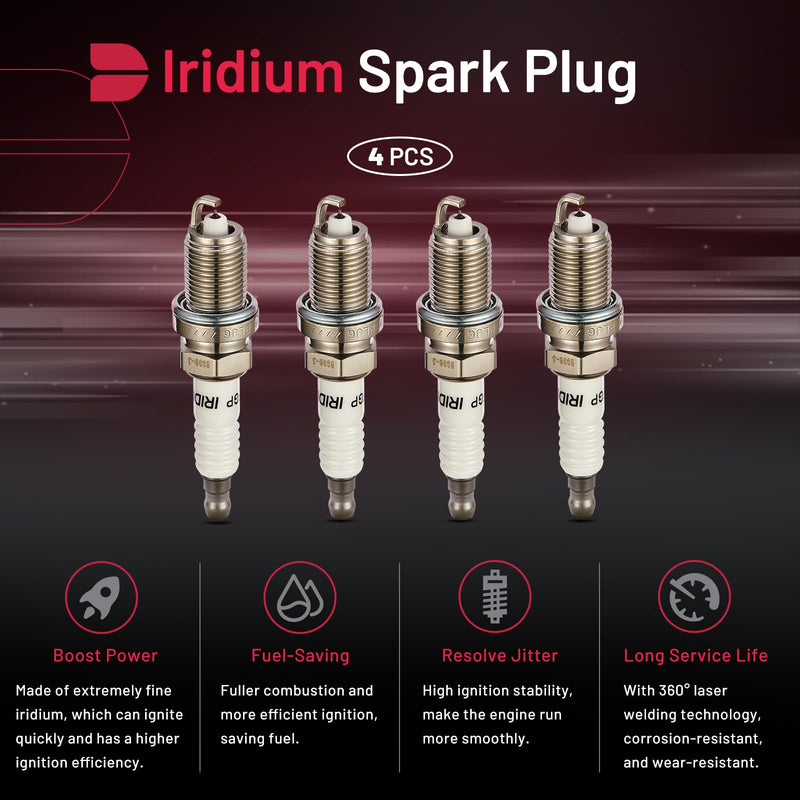 BDFHYK Set of 4 Iridium Spark Plug Compatible with Acura EL 2001-2005,Compatible with Honda Civic 2001-2005,1.7L L4 Engine Replacement for 7100 ZFR6FGP 4PCS