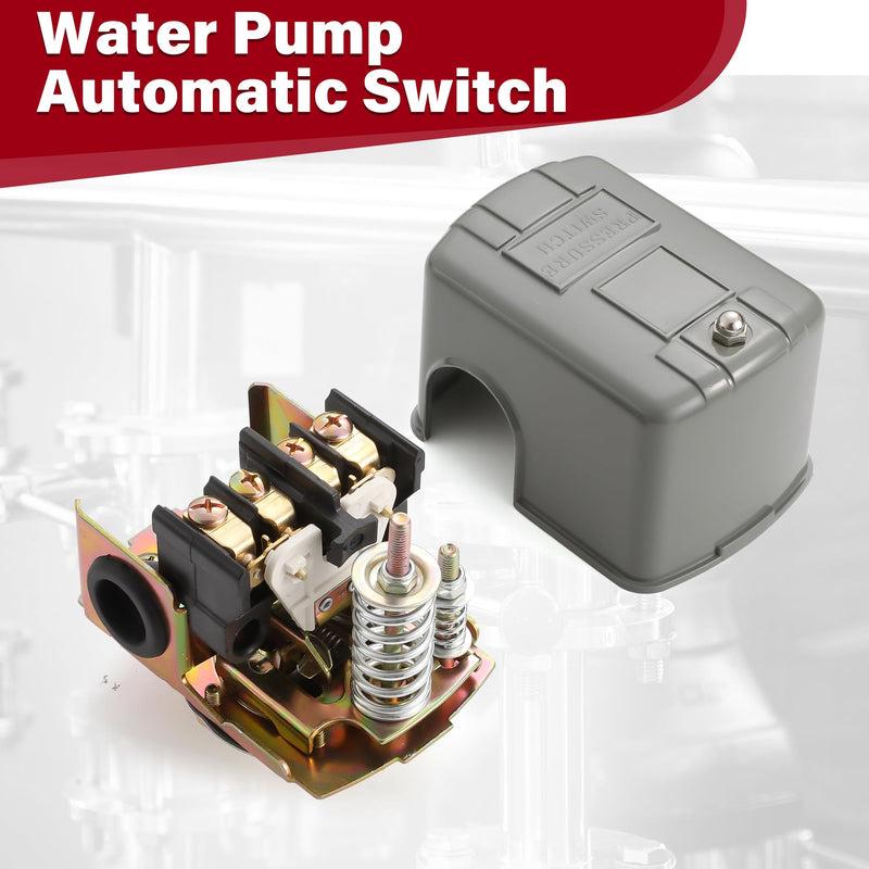 Well Pressure Switch 40/60 PSI for Well Pump, Automatic On/Off Water Pump Pressure Switch with Adjustable Differential, 1/4" NPT Connection for Residential Water Systems, Irrigation and RV