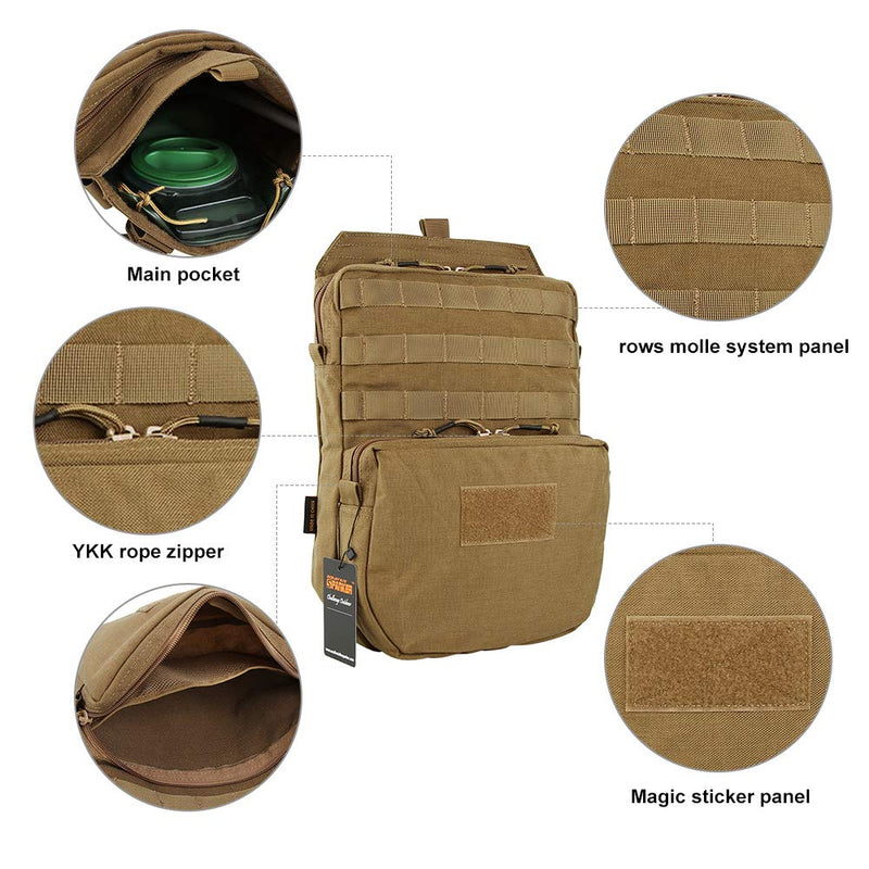EXCELLENT ELITE SPANKER Tactical MOLLE Hydration Pack for 3L Hydration Water Bladder Molle Vest Accessory Coyote Brown