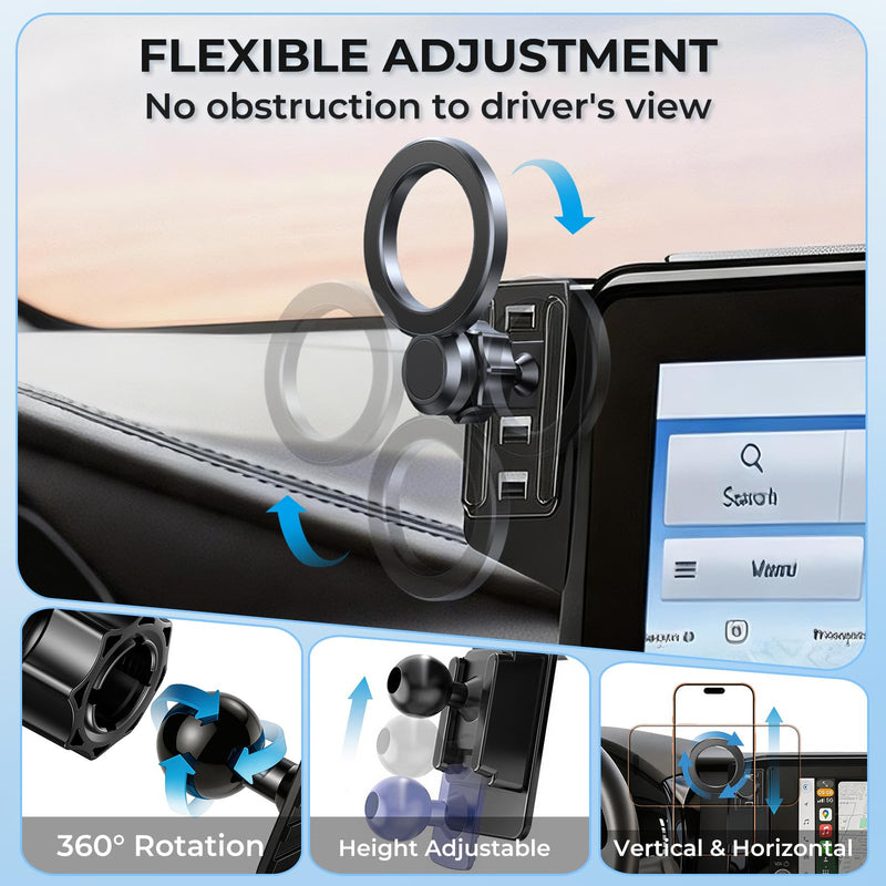 Car Phone Holder for Ford Explorer 2020-2024 with 10.1-Inch Screen (Not for 2025+ & 8-Inch Screen) 360° Rotation Magnetic Cell Phone Mount, Compatible with Magsafe, Does Not Affect Air Vent Fit for 2020-2024 Explorer, 10.1-Inch