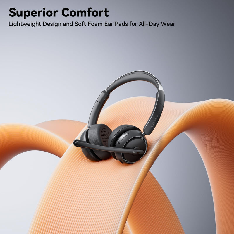 Wireless Headset with Mic for Work, Bluetooth Headset with Microphone AI Noise Cancelling & Mute Button, Wireless Headphones with Mic for Work/Home/Office/Call Center/PC/Laptop/Computer/Teams/Zoom Black