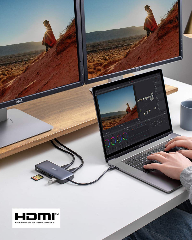 Anker Laptop Docking Station Dual Monitor, 8-in-1 USB C Hub with 4K HDMI | Dual HDMI USB C Dock, 1Gbps Ethernet, 85W Max PD, SD/TF Card Reader, for USB C Laptops, XPS and More (Charger Not Included) 8 in 1 【2 HDMI + Ethernet】