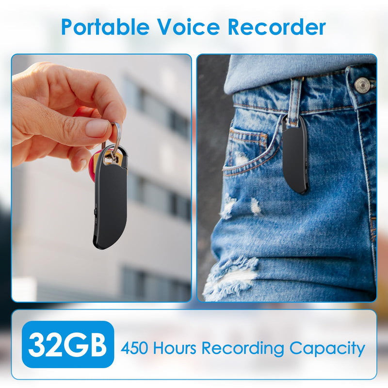 Digital Voice Recorder, XIXITPY 32GB (2450Hours) HD Clear Recording Device | AI-Intelligent Noise Reduction, Portable, 30Hrs Battery, Voice Activated, One-Touch, USB C, Meeting Lecture Class Interview