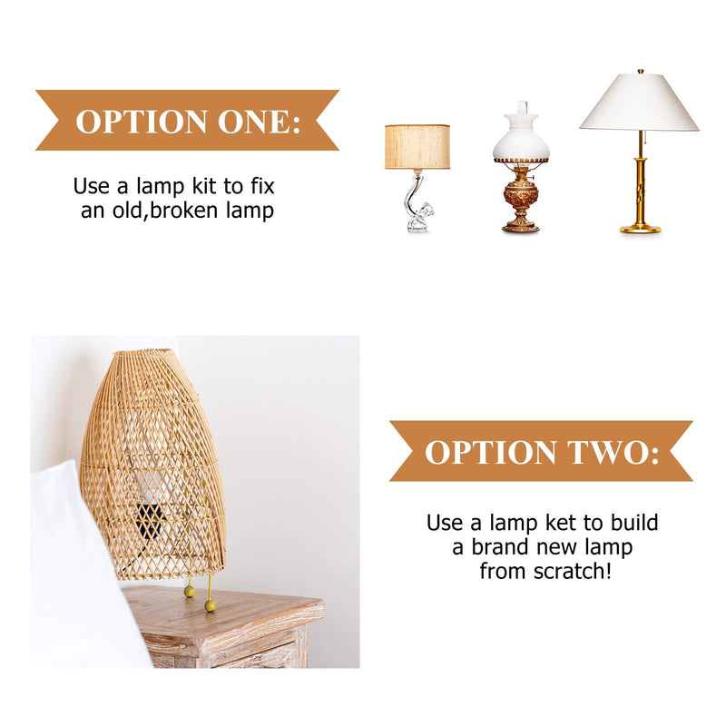Mudder 2 Sets Finish Make a Lamp Light Kit, Lamp Wiring with 8 Inch Harp and 3 Way Socket, Make a Amp Kit Complete for DIY Light Design or Repair(Brass) Brass