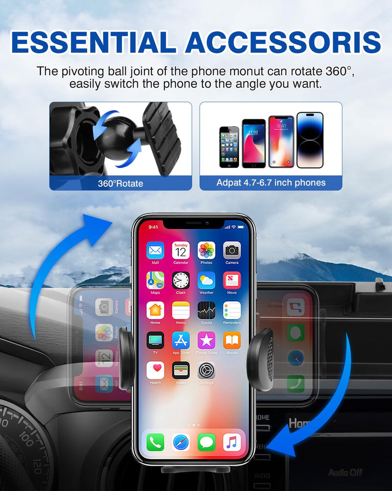 Autorder Phone Holder Mount for Toyota Tacoma 2016-2023 Accessories Center Console Dashboard Organizer with Gopro Mount 360° Rotation Phone Stand with Anti-Slip Mat Hands-Free Shockproof 2016-2023 Toyota Tacoma