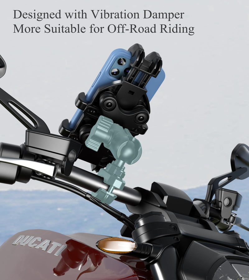 BRCOVAN 1'' Ball Phone Mount Holder with Vibration Dampener, Compatible with RAM Mounts B Size Double Socket Arm, Adjustable Heavy Duty for Bike Motorcycle Scooter ATV UTV, Fit 5.4-6.9'' Cellphone