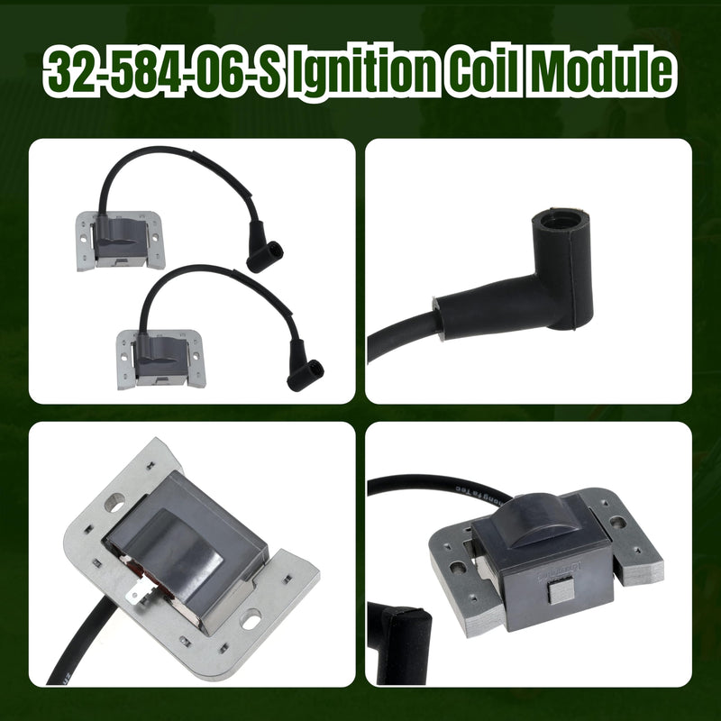 32-584-06-S Ignition Coil Module Compatible with Kohler KT ZT Engines 7000 Series Lawn Mower Engine KT610 KT740 ZT720 ZT730 Replaces 3258406-S 3258406 3258406S 32 584 06 S, 2 PCS