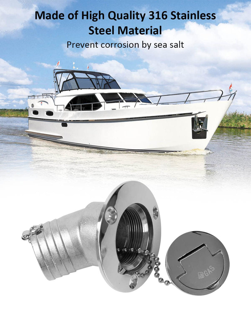 1-1/2"(38mm) Gas Boat Deck Fill/Filler with Keyless Cap Fit for Boat Yacht Caravan, 316 Stainless Steel