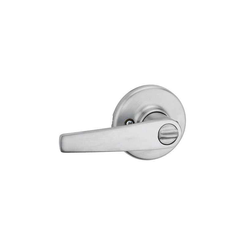Kwikset Delta Interior Privacy Door Handle with Lock, Door Lever For Bathroom and Bedroom, Satin Chrome Reversible Keyless Turn Lock