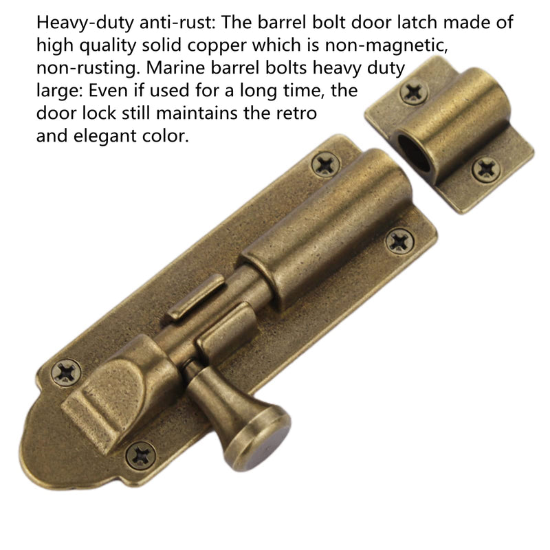 Barrel Bolt Latch Heavy Duty Large barn Door Locks Antique Brass Door Latch Security Sliding Slide Latch Lock Oil Rubbed Bronze(5.0inch) 5.0inch