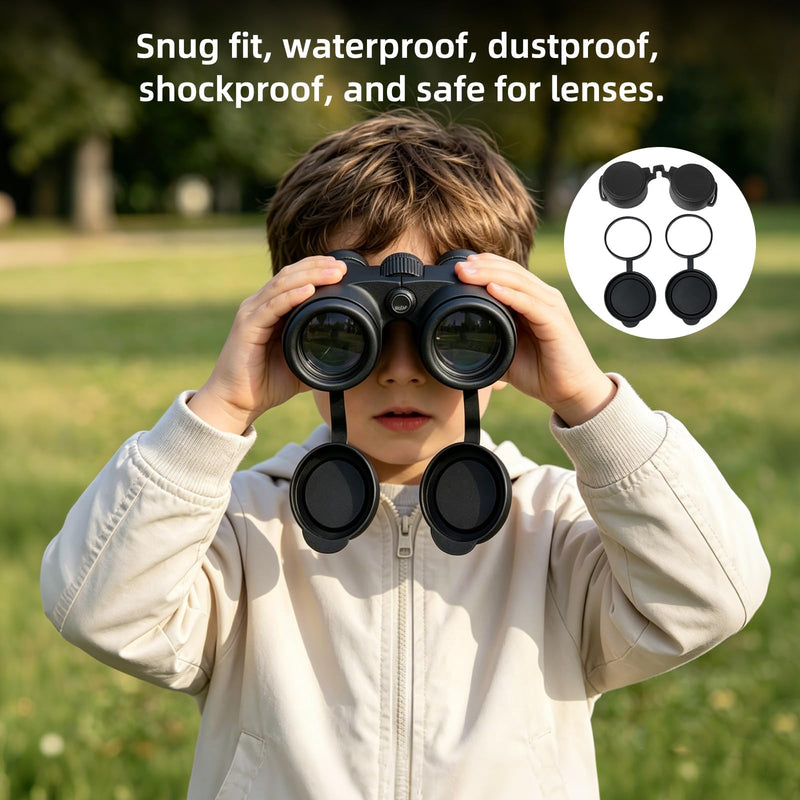 Binocular Lens Caps Set Compatible with Nikon 8x42 10x42, 42mm Rubber Lens Covers for 51–52mm Inner Diameter, Protective Objective & Eyepiece Cover, Black