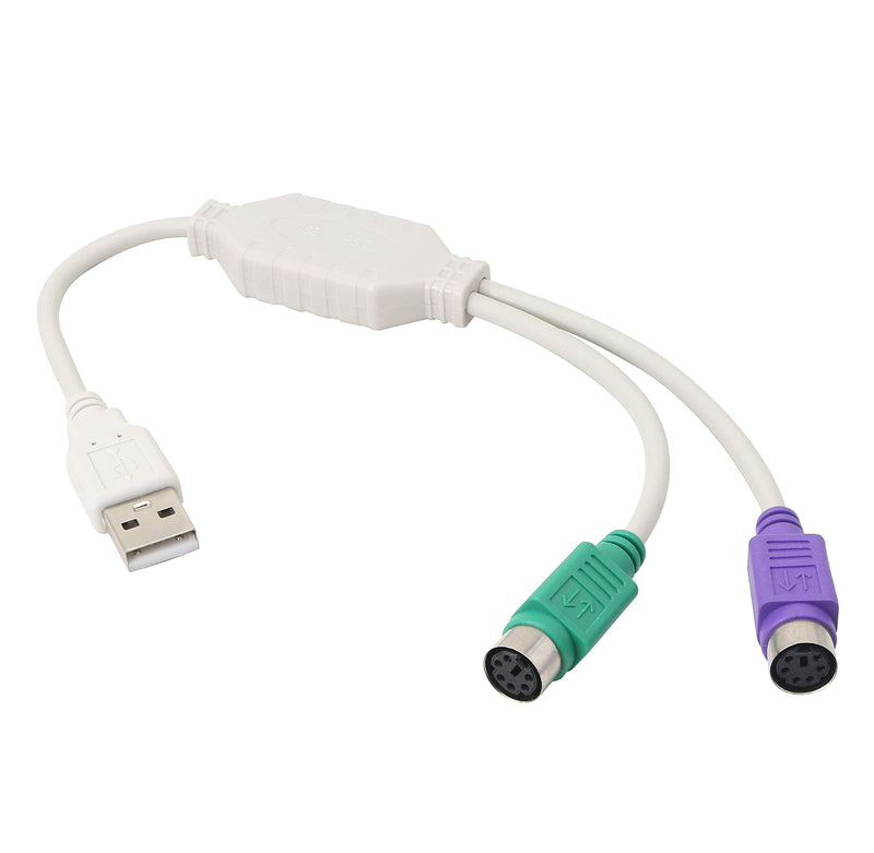 GELRHONR PS/2 to USB Cable LEIHONG USB to PS/2 Plug Active USB to Dual PS/2 Adapter Keyboard Mouse Converter Adapter for The Keyboard PS2 (white) white