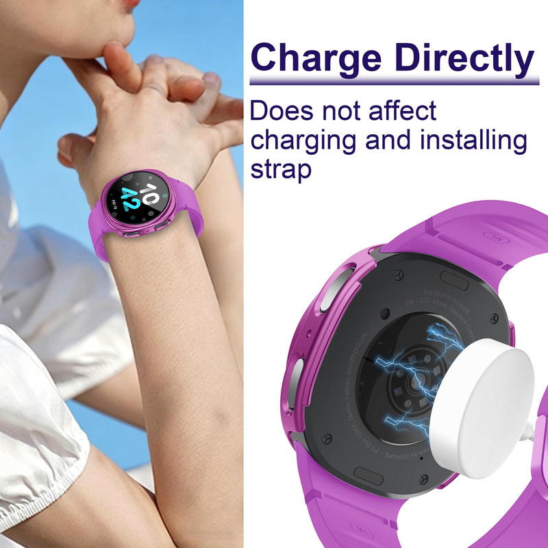 12+4 Pack Case for Samsung Galaxy Watch 9/8 44mm with Tempered Glass Screen Protector, Plated Glossy Hard PC Scratch Resistant Protective Cover Compatible with Galaxy Watch 9/8 44mm Galaxy Watch 9/8-44mm