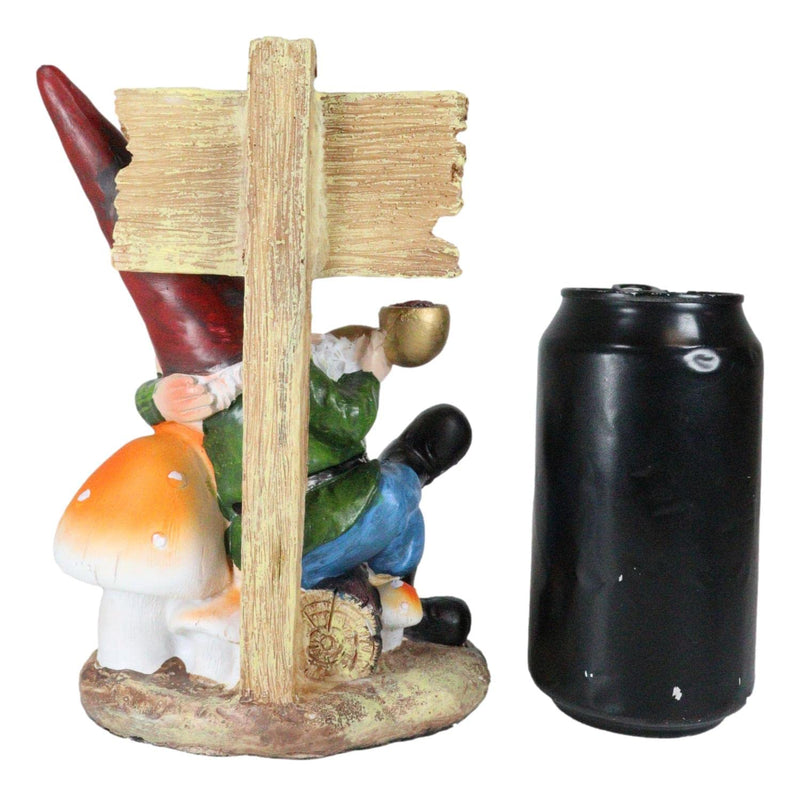 Ebros Gift Whimsical Festive Holiday Novelty Mr Gnome Grandpa Relaxing On Toadstool Mushrooms and Log by 'Free Weeds Pull Your Own' Yard Sign Figurine Travelling Gnomes DIY Fairy Garden Home Decor