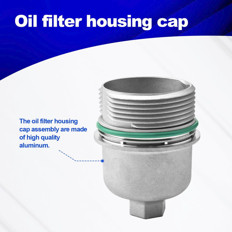 Oil Filter Housing Cap Compatible with Chrysler Dodge Ram200, Ram300, Challenger, Charger, Durango, Cherokee, Grand Cherokee, Wrangler, Grand Caravan Selected Models Part Numbers 68191350AA 917-190