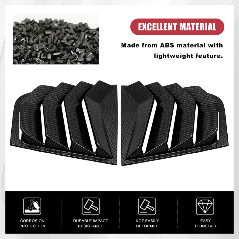 Sporacingrts Carbon Fiber Style Side Window Louvers Scoop Cover Sunshade Cover Compatible with 2018 2019 2020 2021 2022 Kia Stinger