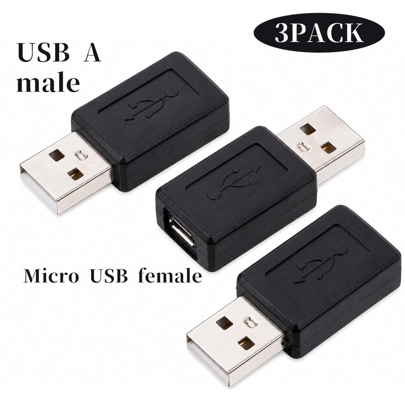 3 Pcs Micro USB to USB Adapter USB-2.0 A Male to USB-Micro Female Adapter Converter Micro USB-Extension Cable for Smartphones Laptop