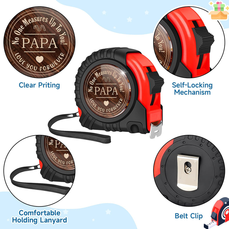 Papa Gifts for Grandpa Fathers Day Birthday Gift Ideas, Best Papa Gifts from Grandkids Granddaughter Grandson, Carpenter Gifts for Grandfather Grandparents Abuelo Grandad, Tape Measure 25 FT Tools