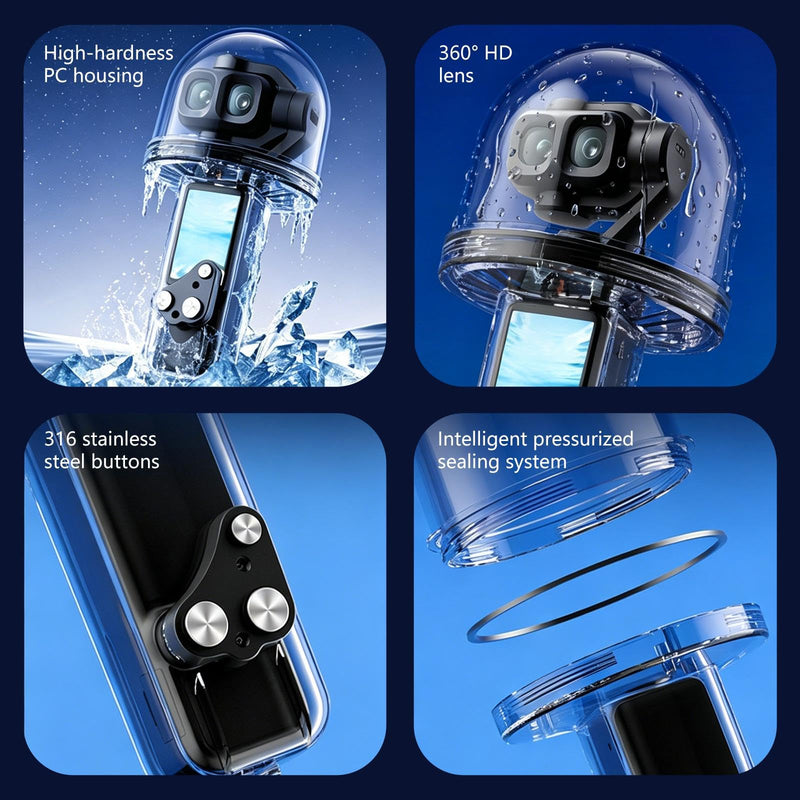 PULUZ Waterproof Diving Case for DJI Osmo Pocket 4P, 50M/164FT Underwater Protective Shell Cover Accessory for Osmo Pocket 4P Action Camera