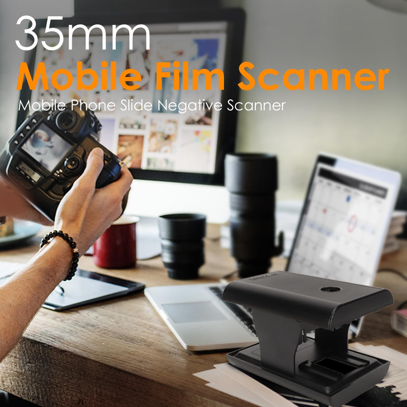 Mobile Film Scanner, 35mm Foldable Slide and Negative Scanner for Old Slides to Smartphone JPG, Built in LED Backlight, Support App Editing and Sharing