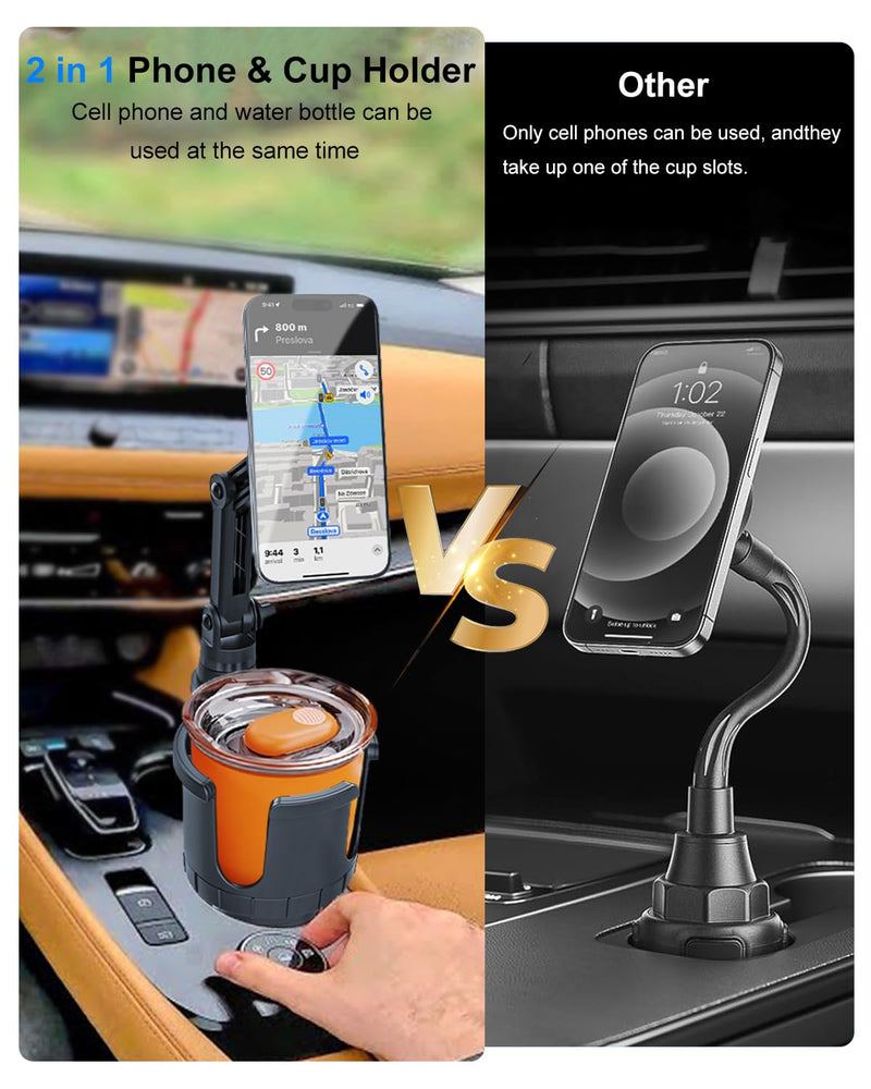 Magnetic Cup Holder Phone Holder for Car Mount [Upgraded 4-in-1] Magsafe Cell Phone Mount for Cup Holder & Air Vent, Magnet Phone Drink Holder Expander for iPhone 15 14 Pro Max & All Phones