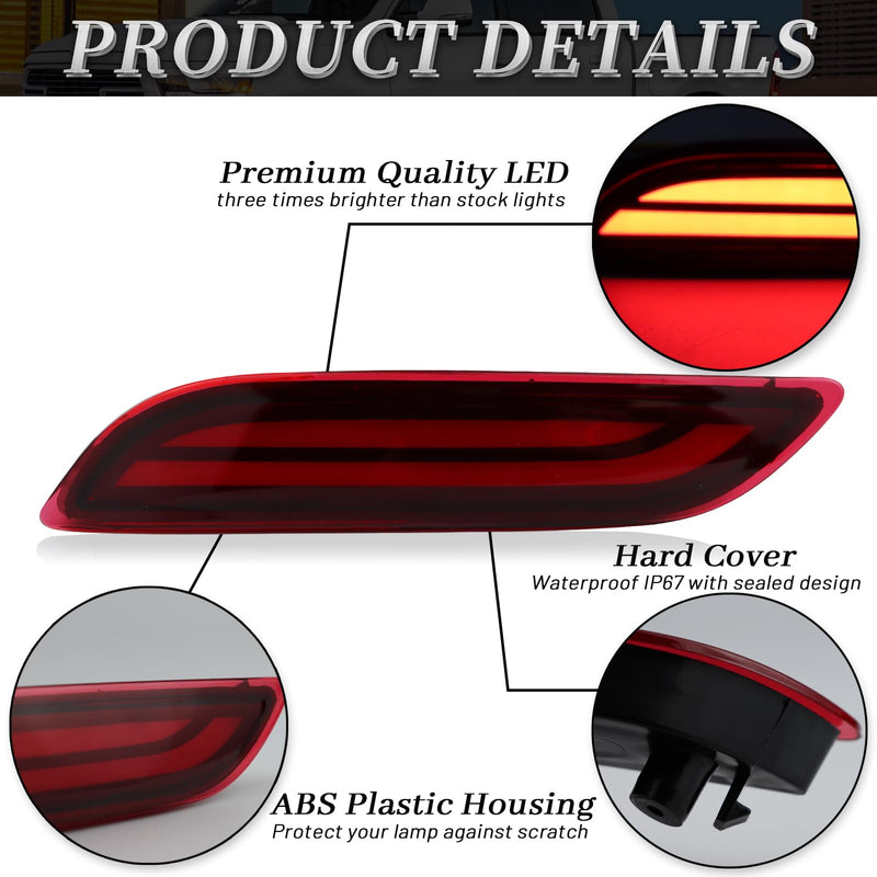  [AUSTRALIA] - Full LED Rear Bumper Reflector Lights Compatible with 2018-2023 Toyota Camry Function as DRL Brake light Turn Signal Fog Lamps (Red) Red