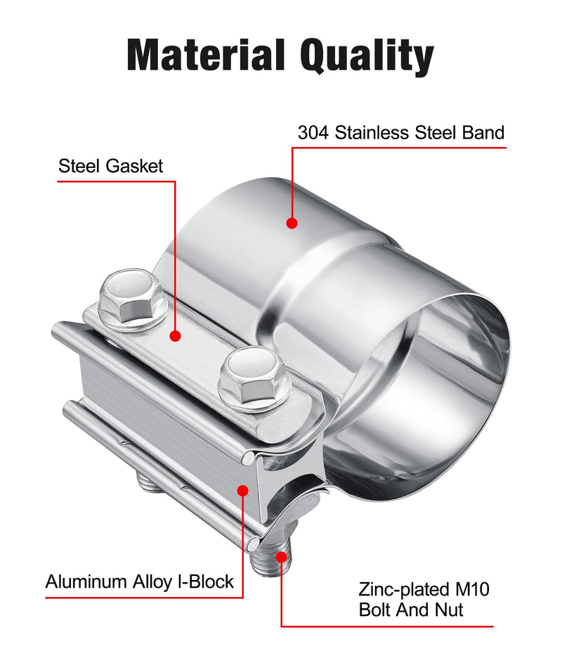 EVIL ENERGY 2.5'' Exhaust Clamp,Lap Joint Band Clamp Stainless Steel for Pipes,Mufflers,Catalytic Converters (1PCS, 2.5 inch)