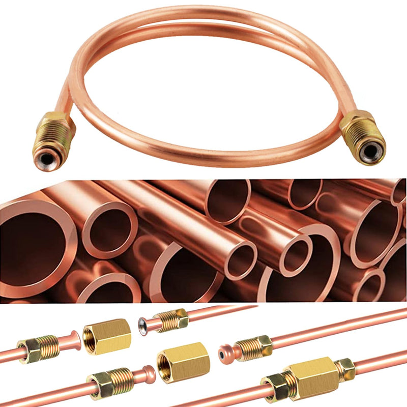 Tnisesm 3/16" 25 Ft Brake Line Tubing Kit, 3/16 Copper Coated Flexible Tube (Includes 16 Inverted Flare Fittings) 3/16"
