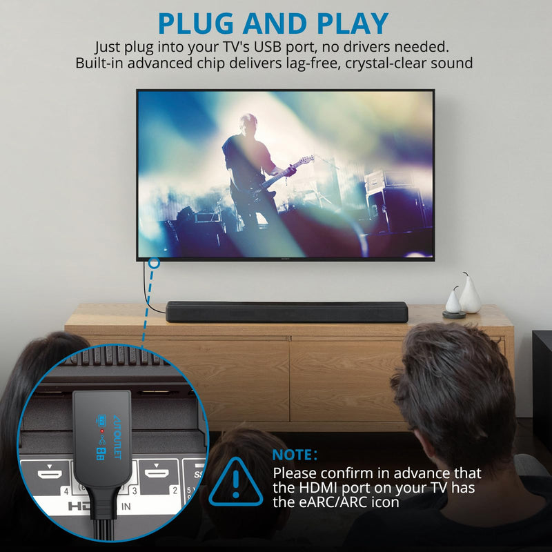 AUTOUTLET HDMI eARC/ARC to RCA Audio Adapter, 192kHz 1.5M/5FT ARC to RCA Cable, Supports CEC, Integrated Desgin, Plug and Play, eARC Audio Extractor for Speakers, Soundbars, Stereo System(PCM Only)