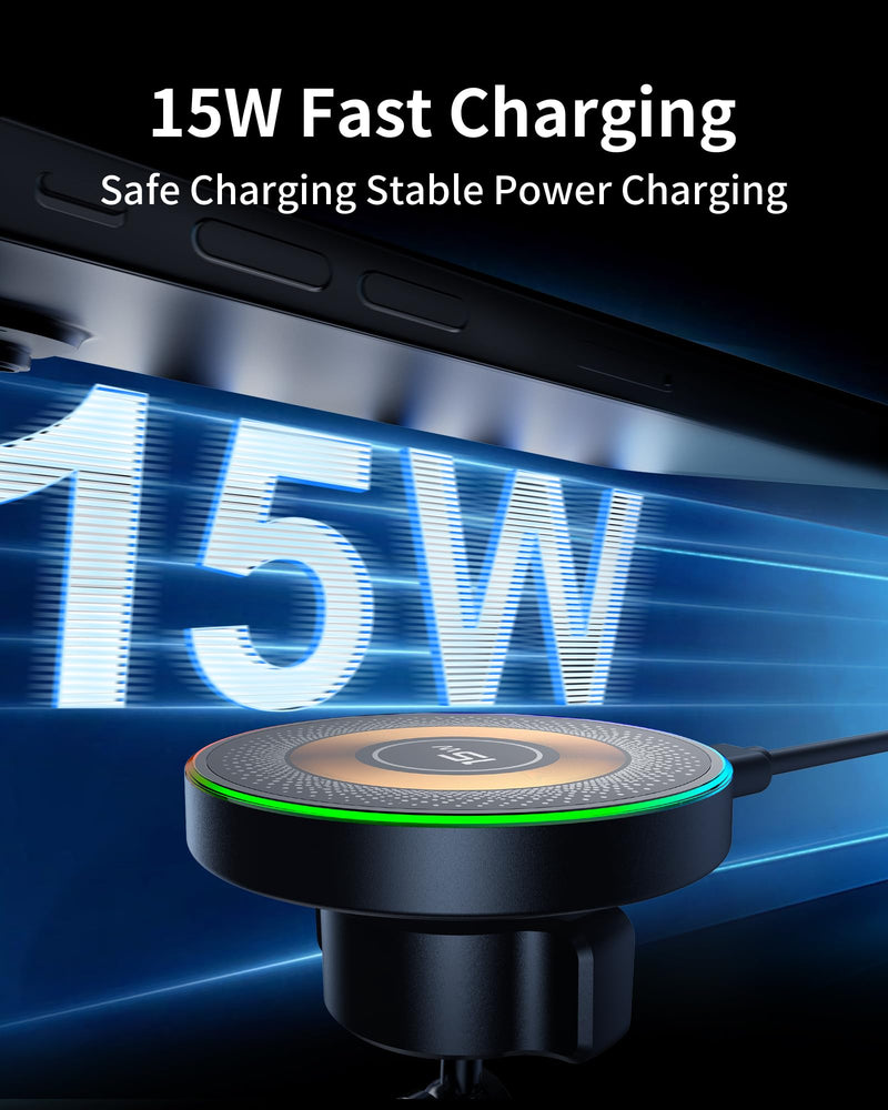 ZBF Magnetic Car Phone Holder, 15W for MagSafe Car Mount Charger(Fast Wireless Charging,Vacuum) 360°Adjustable Car Mount for Women Men iPhone 17-12 Upgraded 2-in-1 Model