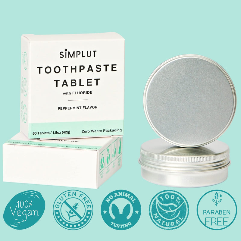 Chewable Toothpaste Tablets with Fluoride, 150 Pack - Travel Sized Oral Care, Eco Friendly Vegan Dental Tabs for Brushing - All Natural, SLS Free Ingredients for Adults - Peppermint Flavored 150 Count (Pack of 1)