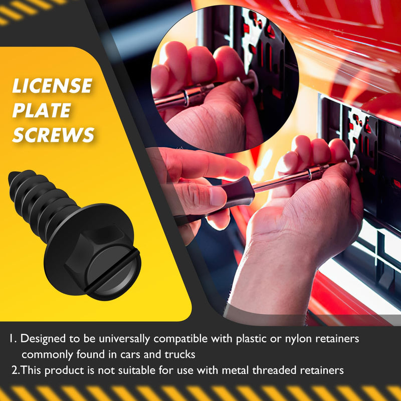 Upgraded License Plate Screws with Nylon Retainers, License Plate Screw Kit for Front & Rear Plates, #14 x 3/4" Slotted Hex Head Bolts with Rustproof Finish for Domestic Vehicles【8 Pack】