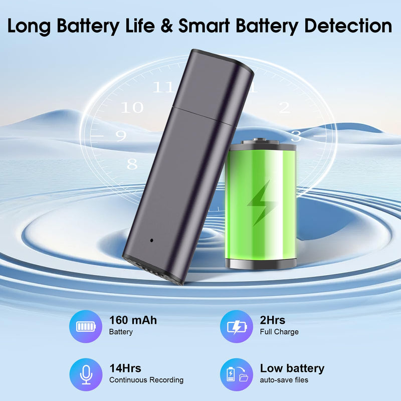 64GB Digital Voice Recorder Voice Activated Recorder USB Recording Device with Noise Reduction Rechargeable 750Hrs Small Pocket Audio Recording Devices for Lectures, Interview, Meeting, Class (Grey) Grey