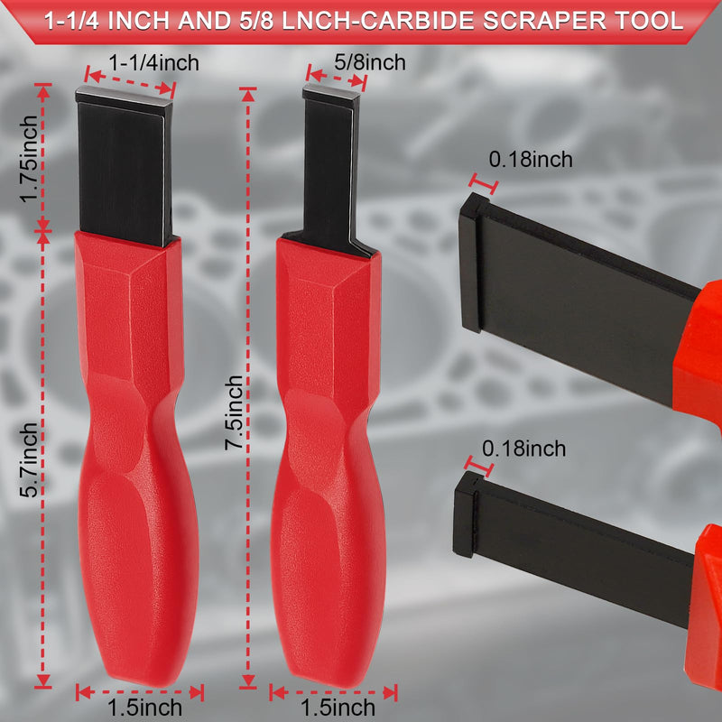 Carbide Scraper, Super Gasket Scraper for Metal and Automotive, 1-1/4 Inch and 5/8 Inch Carbide Scraper Set (2 Piece)