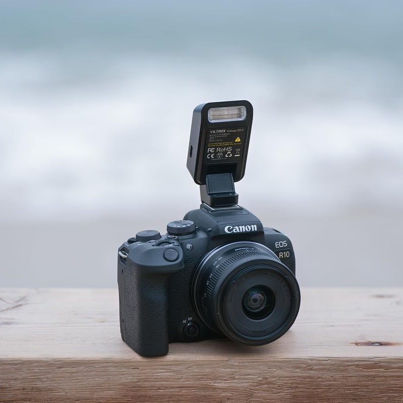 VILTROX Foldable Mini TTL Flash for Canon, Compact On-Camera Flash with 60mm Raised Head Design, 28mm Wide Coverage, 10Ws Output, USB-C Rechargeable Pocket Flash for Portrait Street Travel