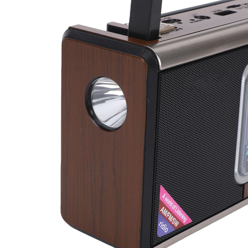 Bewinner Retro Portable Radio | Solar Powered, AM/FM/SW Receiver with USB/SD Playback, Built in Flashlight & Clock for Camping & Outdoor Use