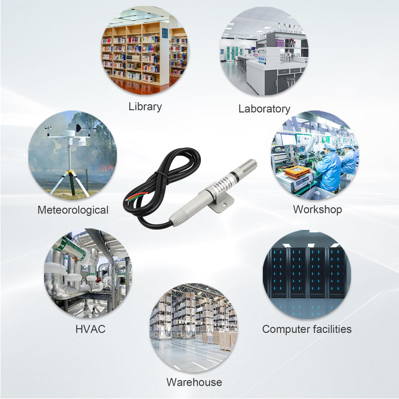 Tzone RS485 Temperature Sensor Modbus RTU Temperature and Humidity Transmitter,Industrial Temp Sensor Analog Humidity Monitor -40℃ to 125℃ High Accuracy for Heating and Cooling System,Farm,Greenhouse THT02 RS485 Output
