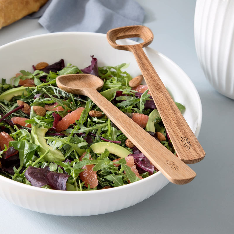 Kahler Hammershoi Salad Serving Set, Oak, 10.6" L
