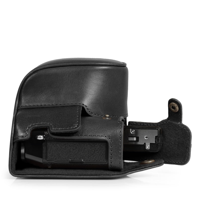 Mega Gear Genuine Leather Camera Case for Fujifilm X100VI - Stylish and Protective - Black