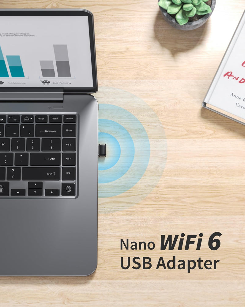 BrosTrend AX300 Nano USB WiFi 6 Adapter, USB WiFi Adapter for Desktop PC Laptop, Portable Wireless Network Dongle, 2.4GHz 286Mbps Wi-Fi Dongle for Windows 11/10/7, Wi-Fi 6 Stick Easy Setup NOT for Mac