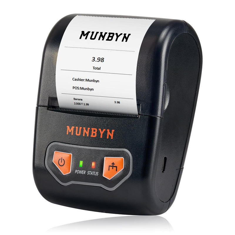 MUNBYN Bluetooth Receipt Printer, Portable Thermal Receipt Printer for Small Business Sales Retail, 58mm Mini Receipt Printer Compatible with Android/Windows/Mac/ChromeOS/Linux(Not Support iOS)