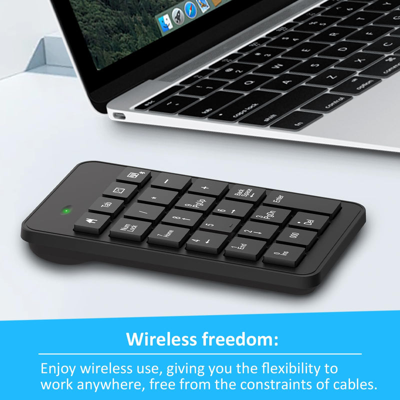 Bluetooth Number Pad with Battery, 23 Keys Wireless Numeric Keypad Upgraded Version of 10 key USB Keyboard Financial Accounting Numpad Compatible for Laptop, PC, Macbook, Notebook, Desktop,Surface Pro BluetoothWireless